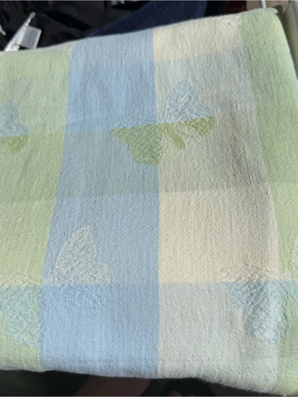 Blue and Light Green Butterfly Jacquard Table Clothe ( could be bedcover)